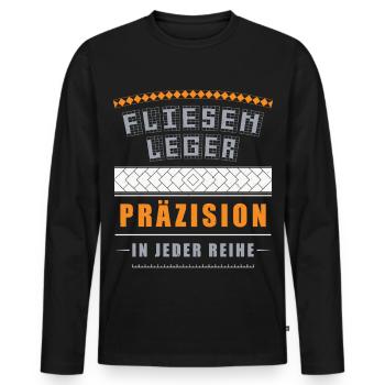 Fliesenleger Präzision in jeder Reihe - Männer Premium Bio Langarmshirt - Schwarz - Vorne - Nico (187cm)