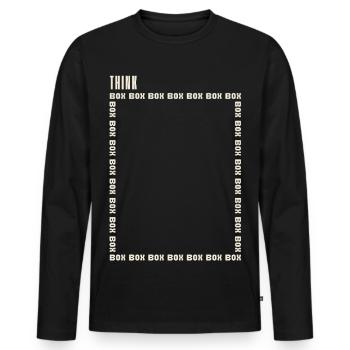 Denken Sie außerhalb der Boxen - Männer Premium Bio Langarmshirt - Schwarz - Vorne - Nico (187cm)