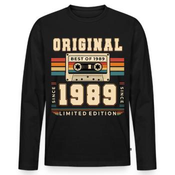 37. Geburtstag Geschenk Mann Kassette Best of 1989 - Männer Premium Bio Langarmshirt - Schwarz - Vorne - Nico (187cm)
