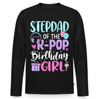 Step Dad of The K-Pop Birthday Girl - Männer Premium Bio Langarmshirt - Schwarz - Vorne - Nico (187cm)