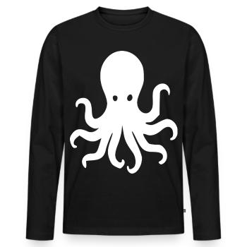 Silhouette minimaliste de pieuvre - T-shirt manches longues Premium bio Homme - noir - Devant - Nico (187cm)