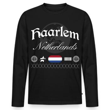 Souvenir de voyage pour streetwear aux Pays-Bas à Haarlem - T-shirt manches longues Premium bio Homme - noir - Devant - Nico (187cm)