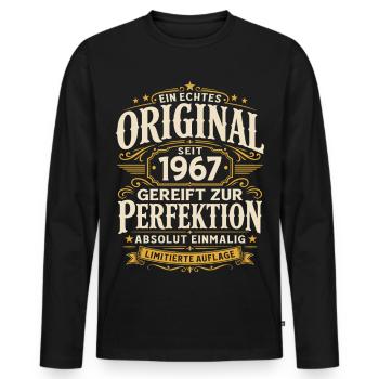 59. Geburtstag Geschenk Mann Original Vintage 1967 - Männer Premium Bio Langarmshirt - Schwarz - Vorne - Nico (187cm)