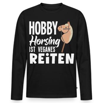 Hobby Horsing Veganes Reiten - Männer Premium Bio Langarmshirt - Schwarz - Vorne - Nico (187cm)