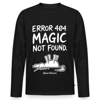 Error 404 Magic Not Found Humor - Men's Premium Organic Long Sleeve Shirt - black - Front - Nico (187cm)