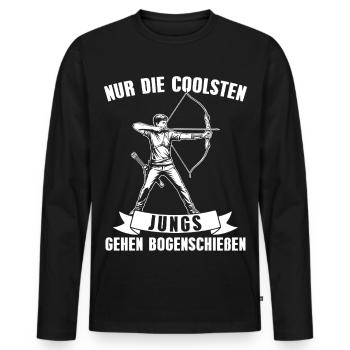 Bogensport_Pfeil_-_Bogen_Jungs_Bogenschiessen - Männer Premium Bio Langarmshirt - Schwarz - Vorne - Nico (187cm)