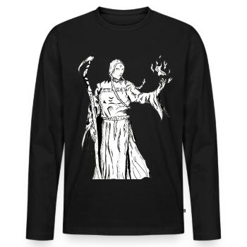 Sorcier de la fantaisie - T-shirt manches longues Premium bio Homme - noir - Devant - Nico (187cm)