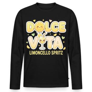 Dolce Vita Limoncello Spritz - Männer Premium Bio Langarmshirt - Schwarz - Vorne - Nico (187cm)