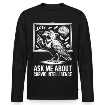 Rabe: Korvidenintelligenz entdecken - Männer Premium Bio Langarmshirt - Schwarz - Vorne - Nico (187cm)