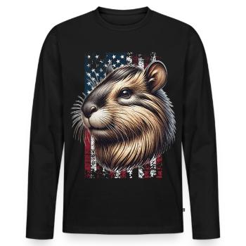 Agouti US Aguti - T-shirt manches longues Premium bio Homme - noir - Devant - Nico (187cm)