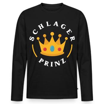 Schlager Prinz Krone Party Festival Konzert Outfit - Männer Premium Bio Langarmshirt - Schwarz - Vorne - Nico (187cm)
