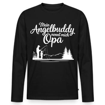 Angeln mit Opa - Männer Premium Bio Langarmshirt - Schwarz - Vorne - Nico (187cm)