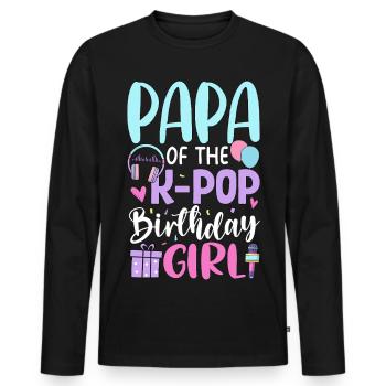 Papa de La Fille d’anniversaire K-Pop - T-shirt manches longues Premium bio Homme - noir - Devant - Nico (187cm)