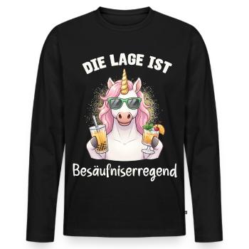 Die Lage ist besäufniserregend lustiger Einhorn - Männer Premium Bio Langarmshirt - Schwarz - Vorne - Nico (187cm)