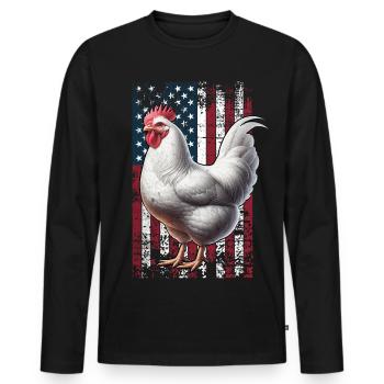Leghorn Chicken US Leghorn Hühner - Männer Premium Bio Langarmshirt - Schwarz - Vorne - Nico (187cm)