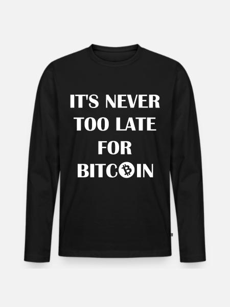 Nie zu spät für Bitcoin - Männer Premium Bio Langarmshirt - Schwarz