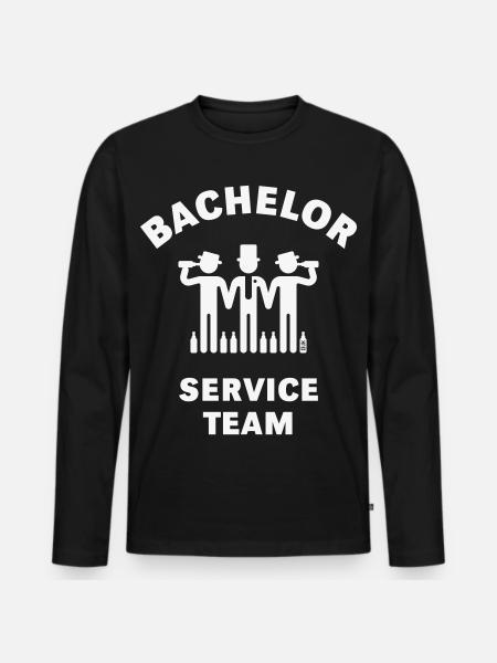 Junggesellenservice-Team (Bräutigam / Junggesellenabschied / Weiß) - Männer Premium Bio Langarmshirt - Schwarz
