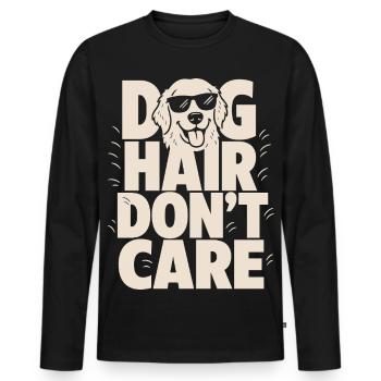 Chien drôle qui s’en fiche de poils de chien - T-shirt manches longues Premium bio Homme - noir - Devant - Nico (187cm)