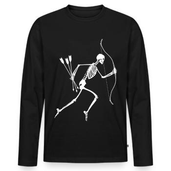 Skelett Bogenschießen Pfeil und Bogen Shirt - Männer Premium Bio Langarmshirt - Schwarz - Vorne - Nico (187cm)