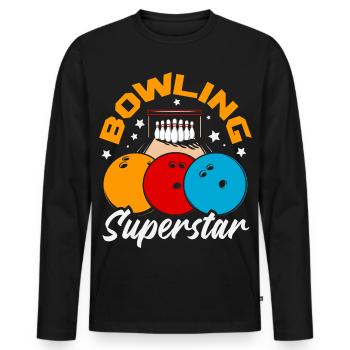 Bowling Superstar Balls Pins - Men's Premium Organic Long Sleeve Shirt - black - Front - Nico (187cm)