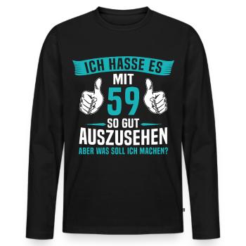 59 Jahre 59. Geburtstag Mann Frau 59 Jahre - Männer Premium Bio Langarmshirt - Schwarz - Vorne - Nico (187cm)