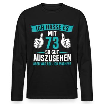 73 Jahre 73. Geburtstag Mann Frau 73 Jahre - Männer Premium Bio Langarmshirt - Schwarz - Vorne - Nico (187cm)
