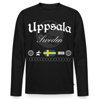 Souvenir de voyage streetwear à Uppsala, Suède - T-shirt manches longues Premium bio Homme - noir - Devant - Nico (187cm)