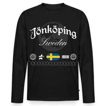 Jönköping Schweden Streetwear Reise Souvenir - Männer Premium Bio Langarmshirt - Schwarz - Vorne - Nico (187cm)