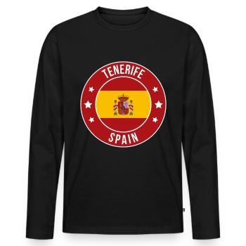 Insigne du drapeau rond de Tenerife Espagne - T-shirt manches longues Premium bio Homme - noir - Devant - Nico (187cm)