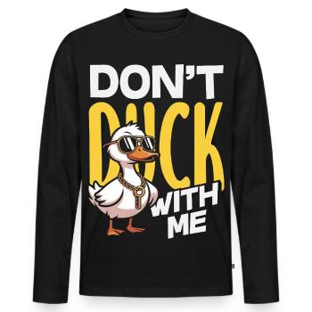 Motifs drôles de canards Citons amoureux de canards - T-shirt manches longues Premium bio Homme - noir - Devant - Nico (187cm)