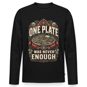 Hmong, une seule assiette n’était jamais suffisante - T-shirt manches longues Premium bio Homme - noir - Devant - Nico (187cm)