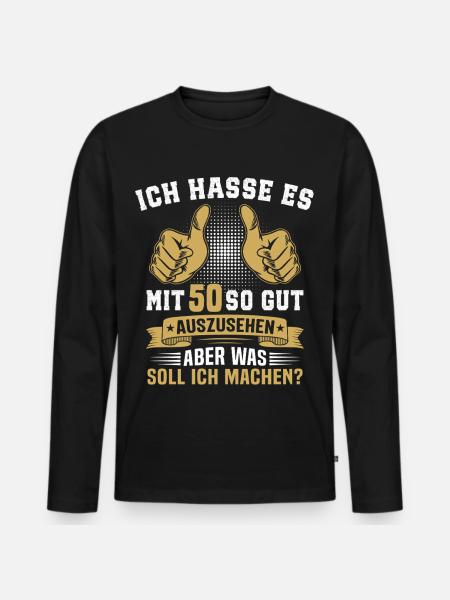 50. Geburtstag Mann Frau 50 Jahre  - Männer Premium Bio Langarmshirt - Schwarz