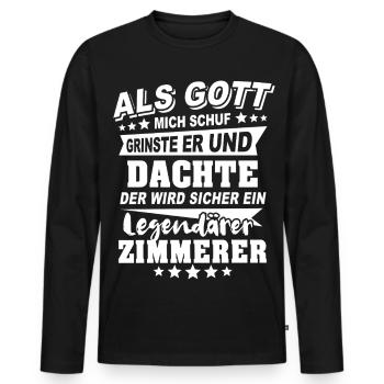 Zimmerer - Männer Premium Bio Langarmshirt - Schwarz - Vorne - Nico (187cm)