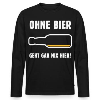 Ohne Bier Geht Gar Nix Hier! (Bierchen / NEG 2C) - Männer Premium Bio Langarmshirt - Schwarz - Vorne - Nico (187cm)