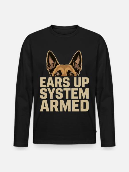 Ears Up System Armed Belgian Malinois - Men's Premium Organic Long Sleeve Shirt - black