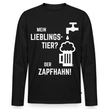 Mein Lieblingstier? Der Zapfhahn! (Bier / White) - Männer Premium Bio Langarmshirt - Schwarz - Vorne - Nico (187cm)