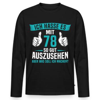 78 Jahre 78. Geburtstag Mann Frau 78 Jahre - Männer Premium Bio Langarmshirt - Schwarz - Vorne - Nico (187cm)