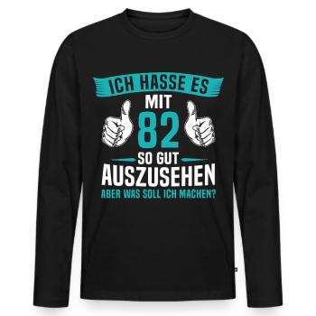 82 Jahre 82. Geburtstag Mann Frau 82 Jahre - Männer Premium Bio Langarmshirt - Schwarz - Vorne - Nico (187cm)