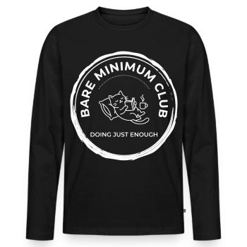 Bare Minimum Club Shirt – Funny Work - Men's Premium Organic Long Sleeve Shirt - black - Front - Nico (187cm)