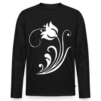 Fleur blanche étrange - T-shirt manches longues Premium bio Homme - noir - Devant - Nico (187cm)