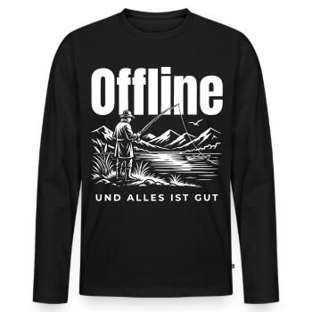 Offline Genuss - Männer Premium Bio Langarmshirt - Schwarz - Vorne - Nico (187cm)