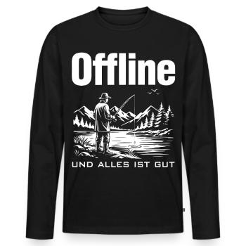 Offline am See - Männer Premium Bio Langarmshirt - Schwarz - Vorne - Nico (187cm)