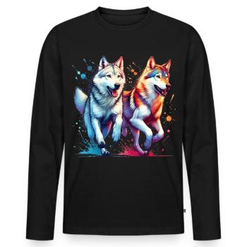 Don Wolfdog - T-shirt manches longues Premium bio Homme - noir - Devant - Nico (187cm)