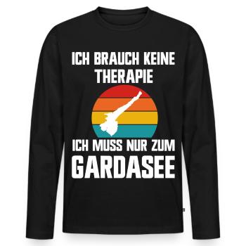 Ich brauche keine Therapie ich muss zum Gardasee - Männer Premium Bio Langarmshirt - Schwarz - Vorne - Nico (187cm)