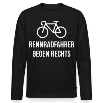 Rennradfahrer Gegen Rechts (Radfahrer Rennrad / W) - Männer Premium Bio Langarmshirt - Schwarz - Vorne - Nico (187cm)