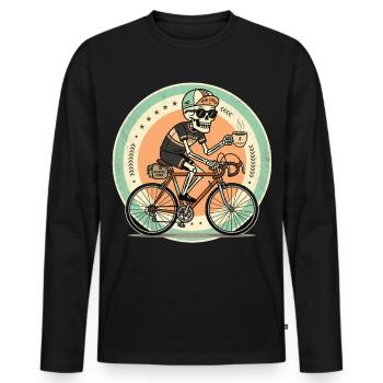 Caffeine Cruise Radfahrer Kaffee - Männer Premium Bio Langarmshirt - Schwarz - Vorne - Nico (187cm)