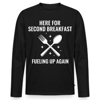 Breakfast Here For Second Breakfast Funny Brunch - Men's Premium Organic Long Sleeve Shirt - black - Front - Nico (187cm)