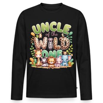 Uncle of the Wild Pack - Wildlife - Men's Premium Organic Long Sleeve Shirt - black - Front - Nico (187cm)