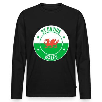 Emblème du Dragon gallois de St Davids - T-shirt manches longues Premium bio Homme - noir - Devant - Nico (187cm)
