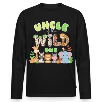 Uncle of the Wild One - Men's Premium Organic Long Sleeve Shirt - black - Front - Nico (187cm)